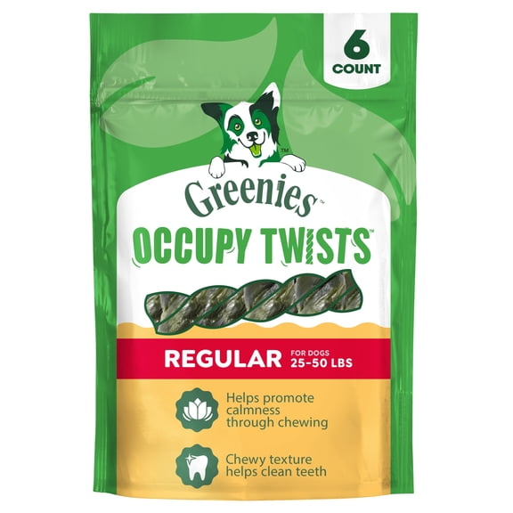 Greenies Occupy Twists Natural Dog Treats Regular Size, Chicken Flavor, 8.65 oz. Pack, 6 Count