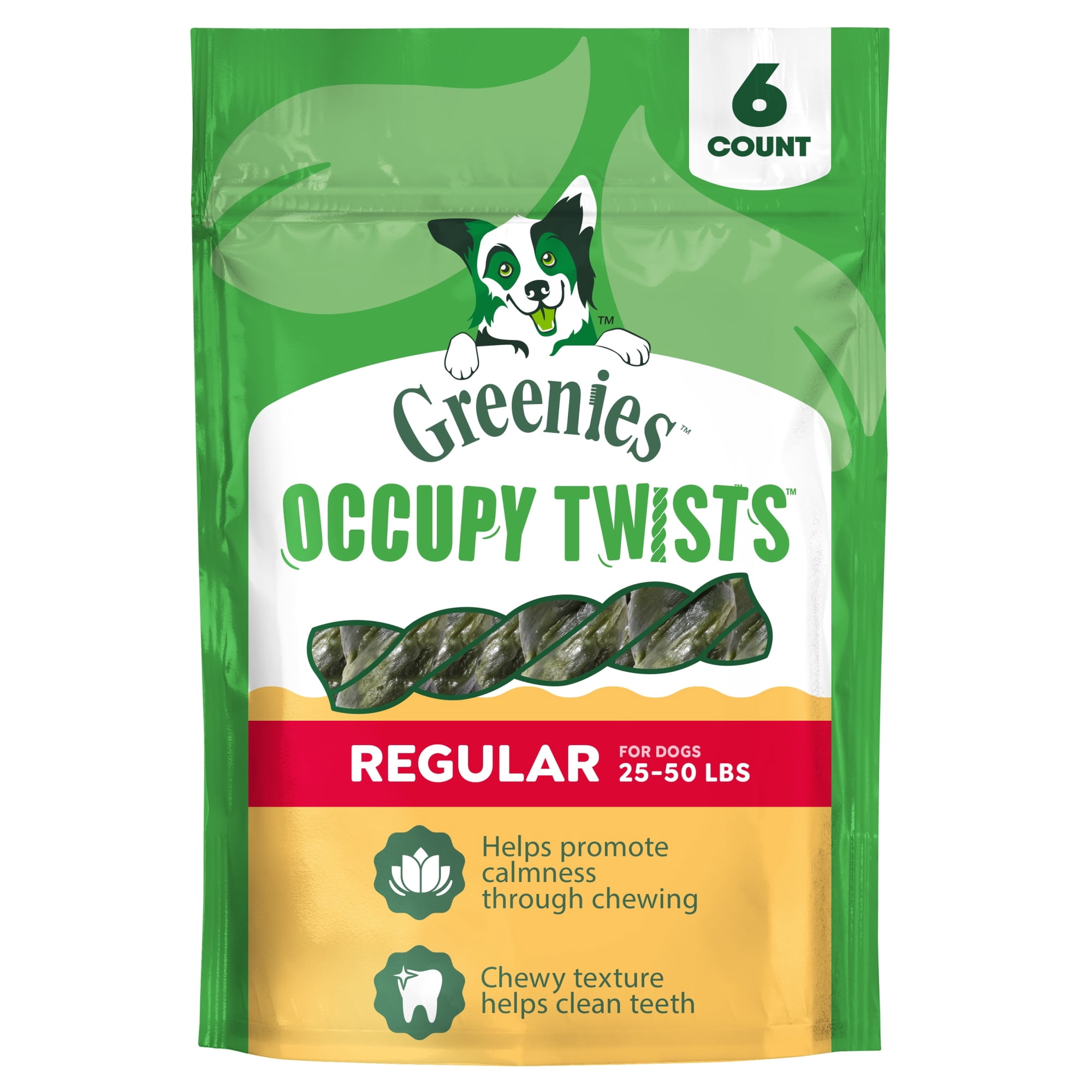 Greenies Occupy Twists Natural Dog Treats Regular Size, Chicken Flavor, 8.65 oz. Pack, 6 Count