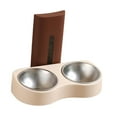 thumbnail image 4 of menolana Double Feeding Bowl, Wall Mounted Water Bowl, Space Saving, Accessories,Cats Food Feeder,Feeding Station for Balcony,Dog,Home , Brown and Beige, 4 of 8