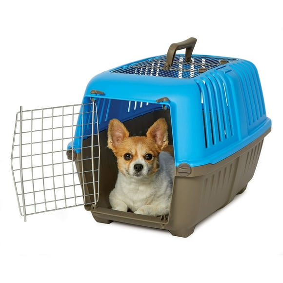 Midwest Spree Travel Pet Carrier, Dog Carrier Features Easy Assembly and Not The Tedious Nut &amp; Bolt Assembly of Competitors, Ideal for Small Dogs &amp; Cats, Blue, 24-Inch, Top Door