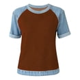 thumbnail image 5 of YVNAURA Womens Summer Crewneck T Shirts Casual Vacation Outfits Short Sleeve Loose Fit Tees Going Out Tops Breathable Lightweight Everyday Basic Summer Tops for Women 2026, Brown,XXXXL, 5 of 6