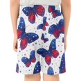 thumbnail image 3 of Blue Red Butterflies Pattern Athletic Shorts Breathable with Comfort Fit Drawstring Casual Sweatshorts Large, 3 of 9