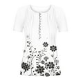 thumbnail image 3 of Fmbrln Womens Plus Size Summer Fashion Floral Print Tops Casual Short Sleeve Button V Neck Pleated T-shirts Comfy Loose Blouse White S, 3 of 5