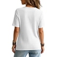 thumbnail image 5 of TGSLY Women's Ribbed Knit Tops Lightweight Soft Crew Neck Short Sleeve Shirts Dressy Casual Solid Color Asymmetric Wrap Hem Tunic Blouses M, 5 of 10