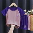 thumbnail image 2 of NIEWTR Toddler Kids Baby Boy Summer Clothes Sets 1T 2T 3T 4T 5T Letter Print Short Sleeve Tops Elastic Shorts Outfits Casual Outfit Set(Pink,4-5 Years), 2 of 4