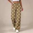 thumbnail image 5 of Ltctricy Girls Pants Polka Dot Wide Leg Trousers with Pockets High Waisted Kids Pants Fall Casual Streetwear(Brown,5-6 Years), 5 of 7