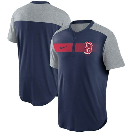 Boston Red Sox Nike Fade Performance Tri-Blend Henley T-Shirt - Navy