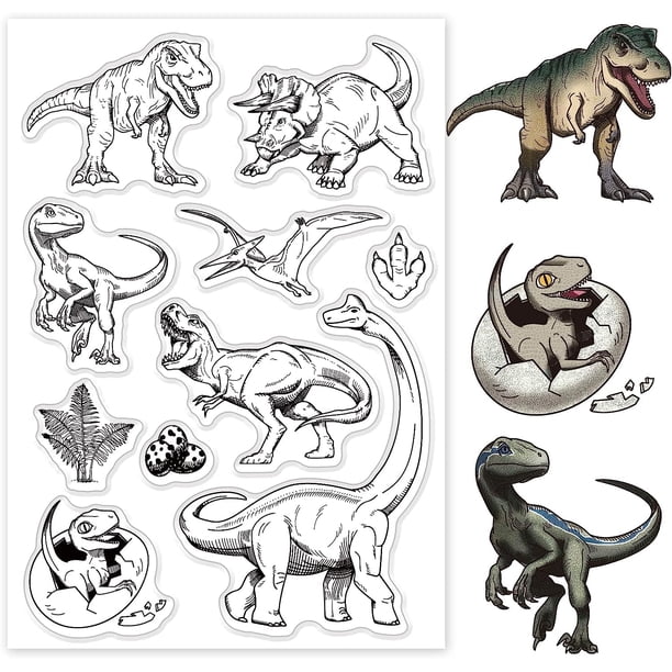 Sellos transparentes de dinosaurios para manualidades, álbumes de recortes, fiestas en la jungla, animales salvajes, sellos de silicona transparentes