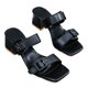 thumbnail image 1 of Sandalias de tacón con doble hebilla para mujer Sandalias informales de verano antideslizantes con punta abierta ajustable Negro 39, 1 of 8