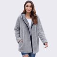 thumbnail image 4 of longantii Hooded Fleece Jackets for Women Zip-Up Sherpa Cardigan Coat Fuzzy Plush Long Sleeve Mid-Length Outerwear Pockets Casual Trendy Cozy Fall Winter, 4 of 4