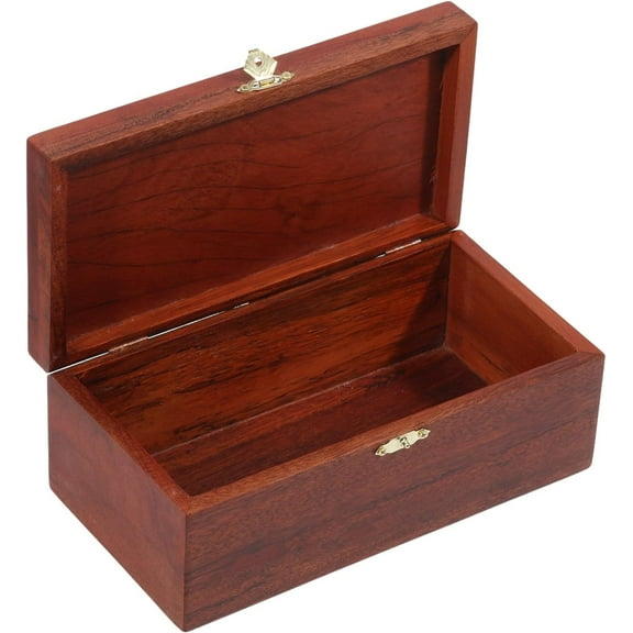 Wooden Jewelry Storage Box Handcarved Decorative Keepsake Box with Hinged Engraved Lid And Clasps for Necklaces Pendants Earrings Rings Packaging 8.6x4.5x3.4inch Brown