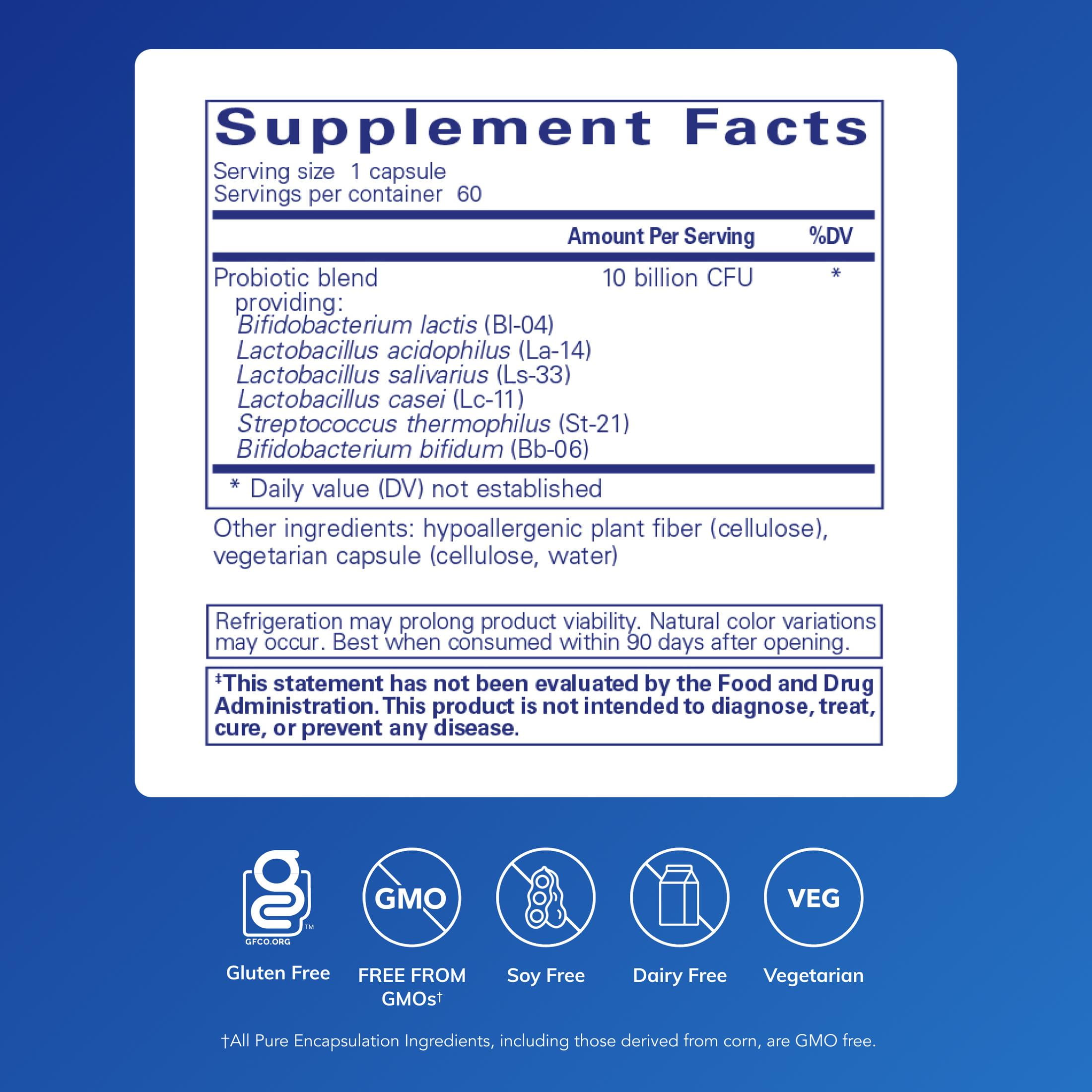 Pure Encapsulations Probiotic G.I. - Shelf Stable Probiotic for Intestinal Health & Gastrointestinal Support* - with Lactobacillus & Bifidobacterium - 60 Capsules