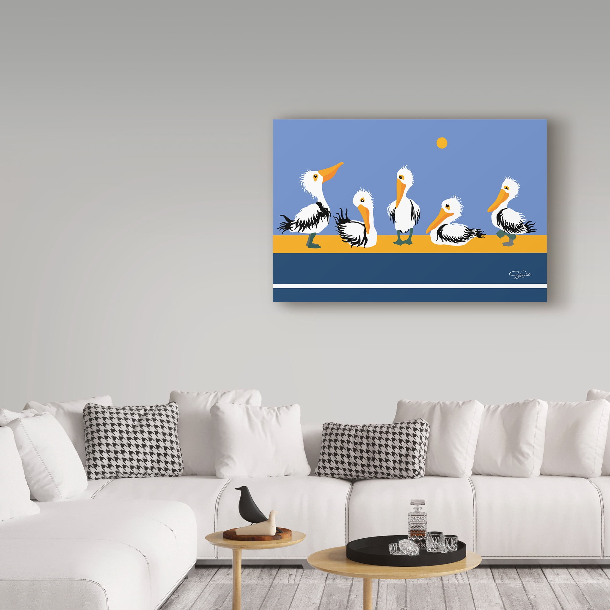Trademark Fine Art 'Pelican Parade' Canvas Art by Cindy Wider