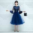 thumbnail image 3 of El vestido de noche se puede usar en ocasiones normales, elegante vestido pequeño de encaje de longitud media que adelgaza., 3 of 6