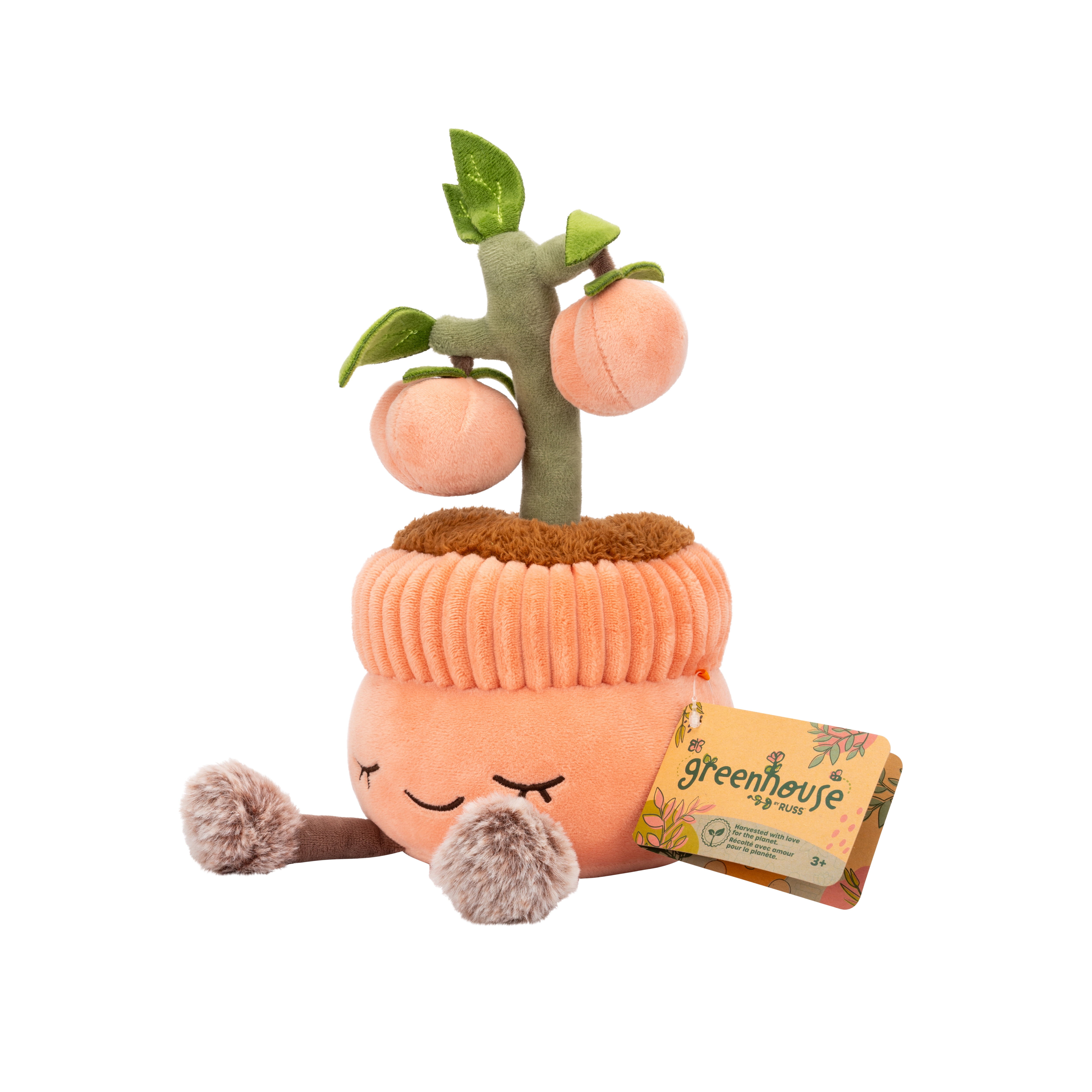 Greenhouse by Russ 12 inch Peachtree in Watering Can Plush – Child's Ultra Soft Plush Toy