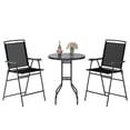 thumbnail image 1 of Gymax 3 PCS Outdoor Bar Stool Set w/ DPC Tabletop Umbrella Hole & Footrest 2 Chairs, 1 of 10