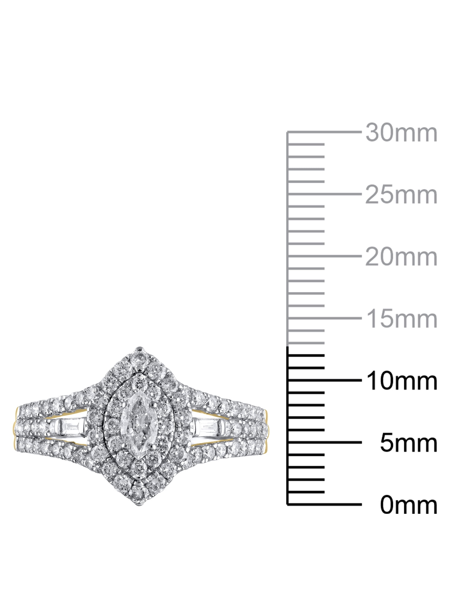 1 Carat T.W. (I2 clarity, H-I color) Brilliance Fine Jewelry Marquise cut Diamond Engagement Ring in 10kt Yellow Gold, Size 8