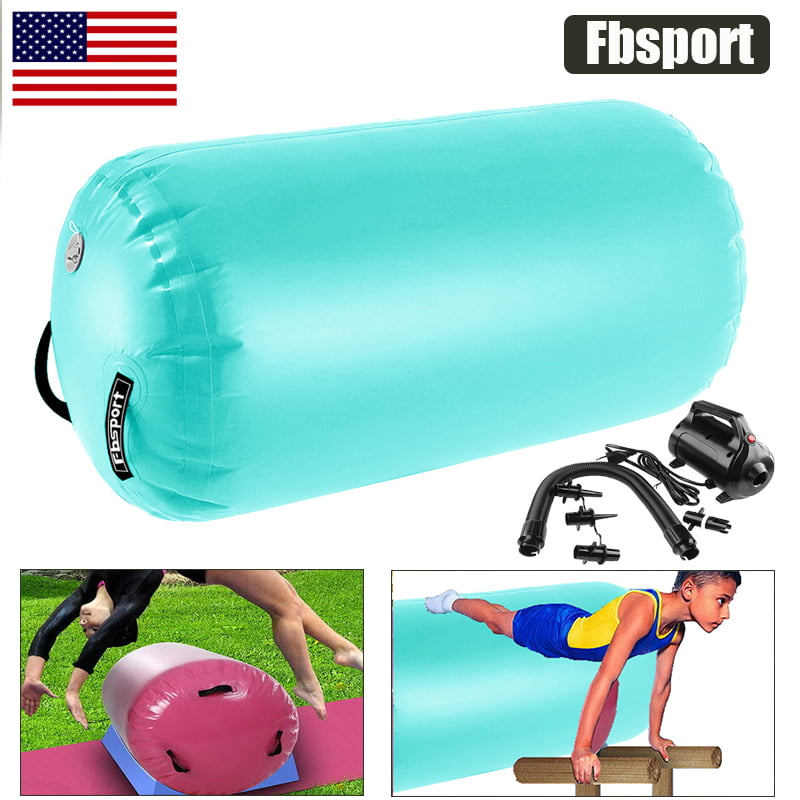 FBSPORT Inflatable Air Barrel Roller Gymnastics Training Air Roll Cylinder+Pump 