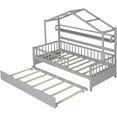 thumbnail image 6 of Full Size Trundle Bed Frame with Storage Shelves, Wooden Cabin Bed with Safety Rails & Enclosed Design for Compact Spaces, 6 of 8