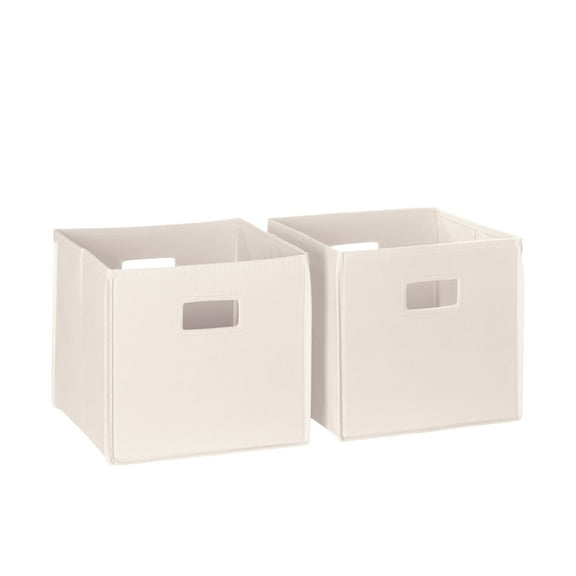 RiverRidge Kids 2 Piece Fabric Collapsible Storage Cube Organizers with Handles for Playroom Organization - Cream