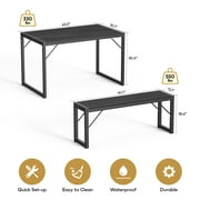 Lofka 3-Piece Rectanglar Kitchen Dining Table Set for 4 with 1 Table & 2 Benches, Black