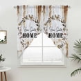 thumbnail image 2 of Swag Valance Curtains for Windows, Home Sweet Light Filtering Kitchen Curtains, Wreath Botanical Farmhouse Plants Gradient Brown Window Treatment Valances for Living Room, 36x36 - 2 PCS, 2 of 9