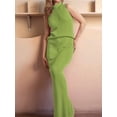 thumbnail image 4 of Women'S 2 Piece Outfit Sleeveless Knit Tank Top Bodycon Long Skirt Set Loungewear Green L, 4 of 8