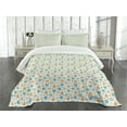thumbnail image 3 of Ambesonne Teal and White Quilted Bedspread Set 3 Pcs, Eastern Mosaic, Queen Size, Turquoise Orange White, 3 of 5
