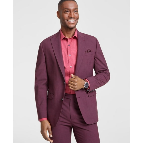 Bar Iii Mens Skinny fit Suit Jacket Blazer 38 S Berry Red Solid Wool
