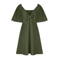 thumbnail image 4 of Miluxas Womens Dresses 2024 Clearance Spring Summer Deep V Neck Elegant Bow tie Mini Dress Green 12(XXL), 4 of 7