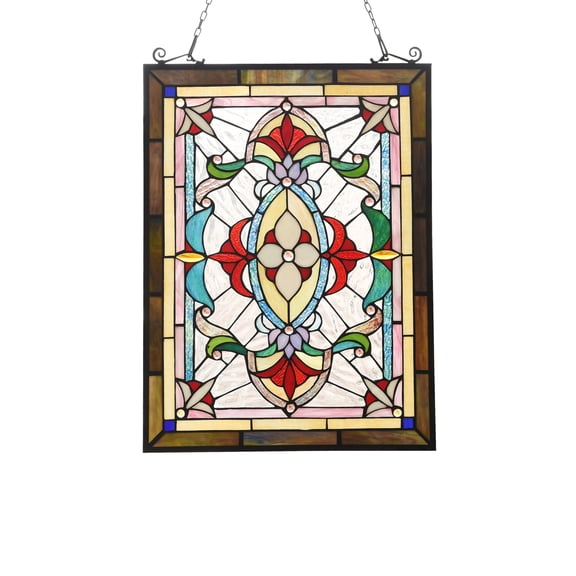 CHLOE Aylee Tiffany-style Victorian Design Window Panel 18" x 25"