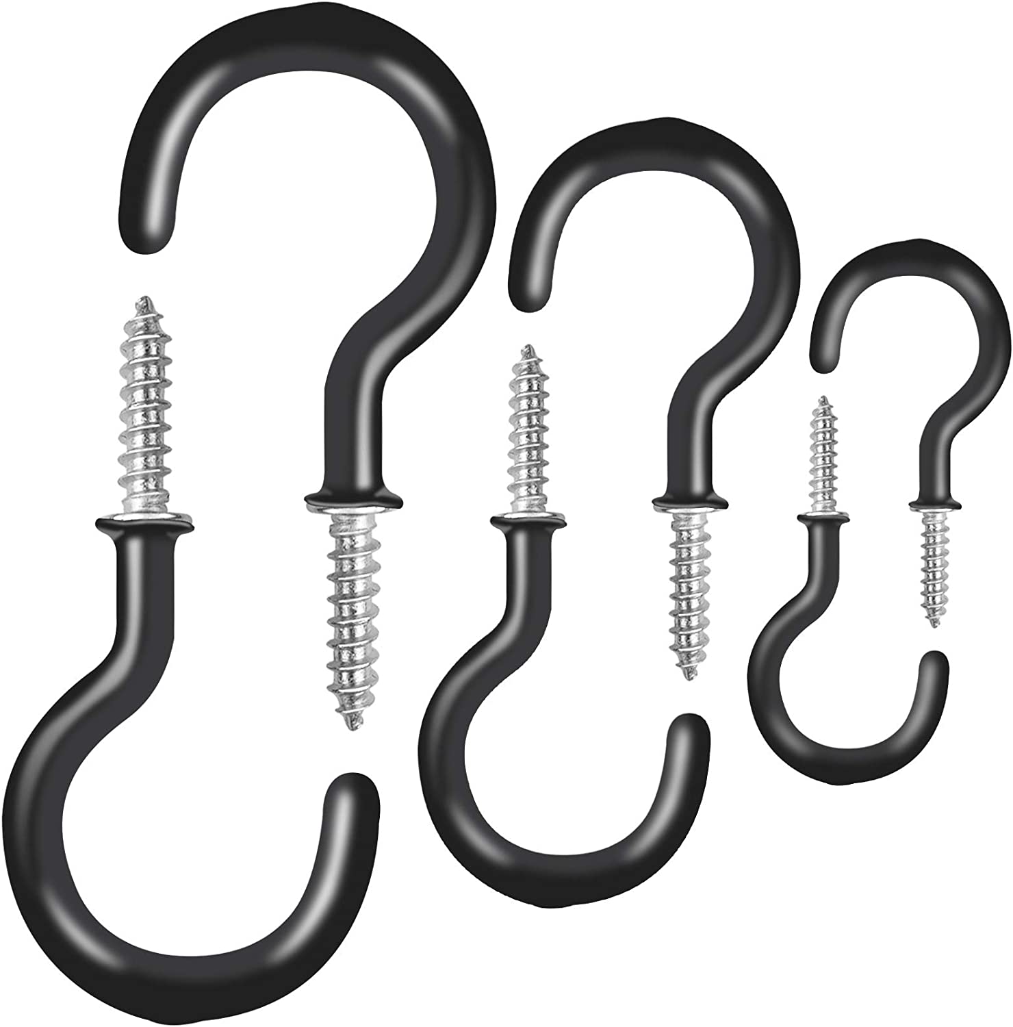 25 PCS Black Small Cup Screw Hooks Ceiling Hooks for Hanging Lights