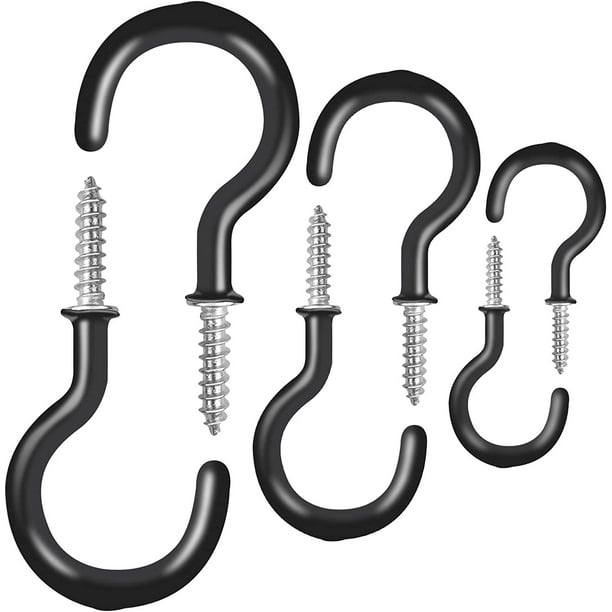 25 PCS Black Small Cup Screw Hooks Ceiling Hooks for Hanging Lights Vinyl  Coated Steel Metal Cup Hooks Holder Christmas Light Hangers Suitble for  Indoor and Outdoor Hooks Kit (Black-25Pcs) 