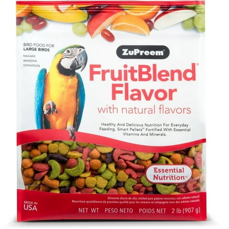 ZuPreem FruitBlend Flavor with Natural Flavors Bird Food for Large Birds [Bird Parrot Food, Bird Supplies] 2 lb