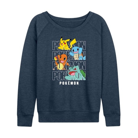Pokémon - Stacked Logo Pikachu And Friends - Women's French Terry Long Sleeve Shirt