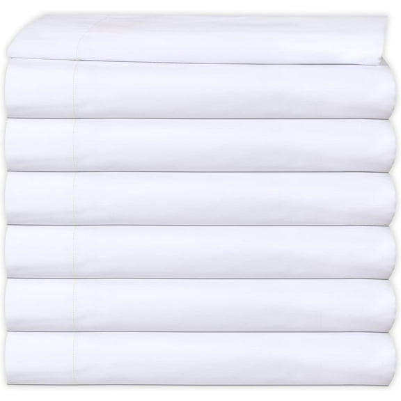 GOLD TEXTILES 6 Bulk Pack King Flat Sheet 108"X110" Bright White T 200 Percale Hotel Linen Extra Soft and Comfortable