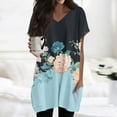 thumbnail image 2 of TQWQT Women's Long Shirts Oversized Tunic Tops Long Shirts for Leggings with Pockets Short Sleeve Plus Size Shirt Summer V Neck T-Shirts Women Clothes, 2 of 5
