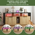 thumbnail image 6 of Uforic Litter Box Furniture with LED Light, Power Outlet for 2 Cats, Wooden Long Cat Litter Box Enclosure with Double Room, 6 of 9