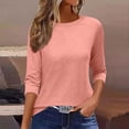 thumbnail image 2 of Loopsun Womens Tops Plus Size, Womens 3/4 Sleeve T Shirts, Women's Fashion Solid 3/4 Sleeve Round Neck Casual Blouse T-shirt Orange S, 2 of 4