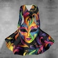 thumbnail image 2 of JGNGSHN Casual Mardi Gras Womens Dresses Fashion Long Sleeve V Neck Carnival Mask Printed Dress Pleated Parade Dress, 2 of 6