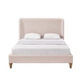 thumbnail image 3 of Rustic Manor Bree Tufted Linen Queen Size Bed Frame, No Box Spring Needed, Pink, 3 of 10