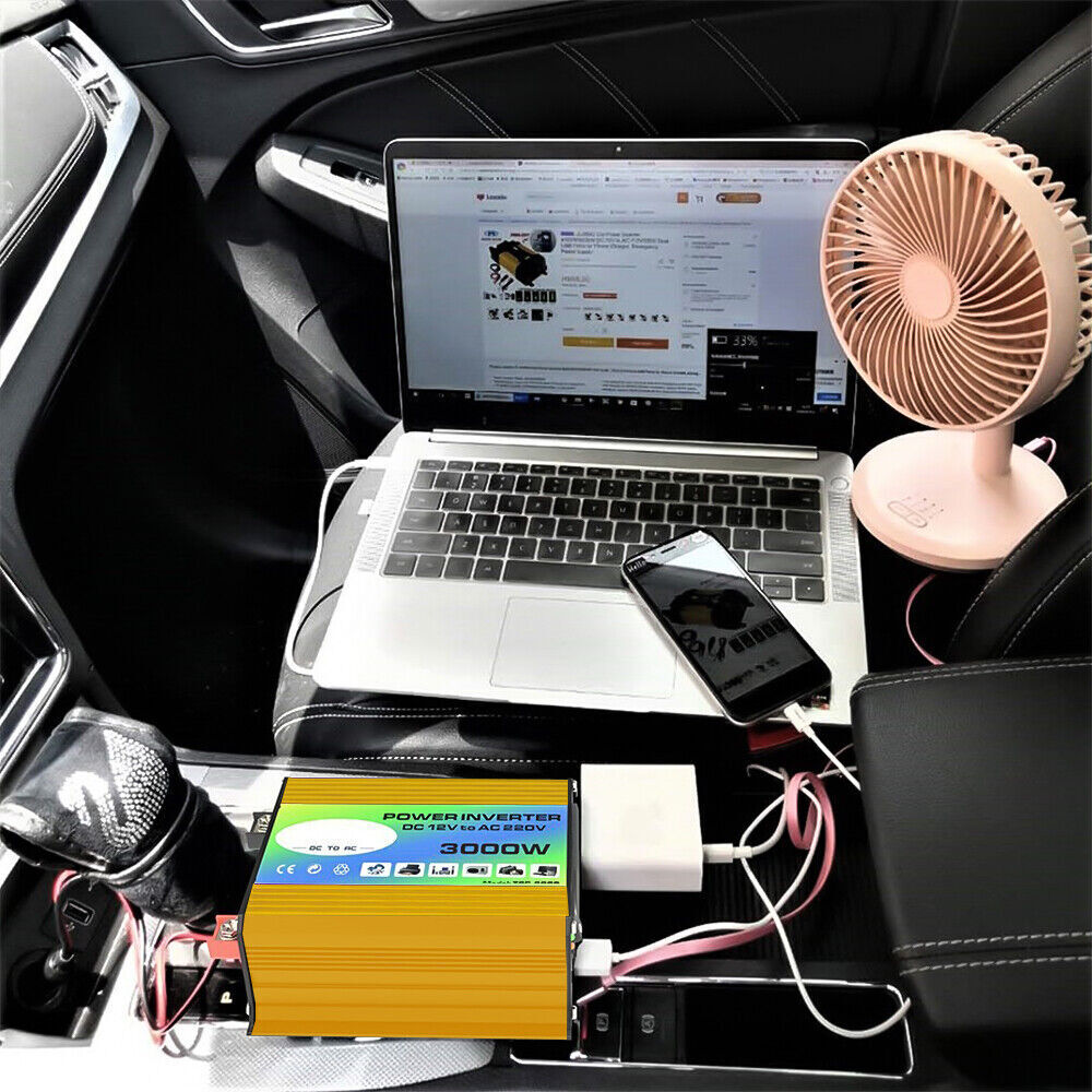 3000W Car Power Inverter DC 12V To AC 110V Sine Wave Solar Converter Dual USB US