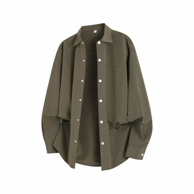 Seeotter Men’s Lightweight Button Down Shirt Jacket Casual Shacket Long Sleeve Loose Lapel Overshirt Cardigans