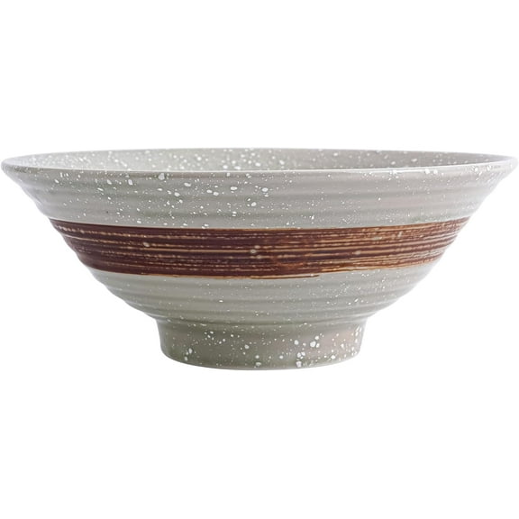 8.8 Inch Large Bowls - Ceramic Deep Bowls for Ramen, Noodle, Soup, Salad (8Pack, Bronze Swirl)