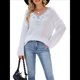 thumbnail image 3 of Suéter de Encaje con Apliques de Lentejuelas para Mujer, Otoño e Invierno, Cuello en V, Larga, Moderno y , Informal S, 3 of 9