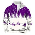 thumbnail image 2 of FAOWME Men's Christmas Sweater With Pocket Long Sleeve Half Zip Reindeer Print Knitted Fashion Casual Warm Pullover Top For Autumn Winter Daily Wear Purple Xxl, 2 of 4