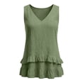 thumbnail image 4 of jjayotai Tank Tops for Women Casual V Neck Ruffle Hem Babydoll Tanks Sleeveless Flowy Peplum Tops, 4 of 6