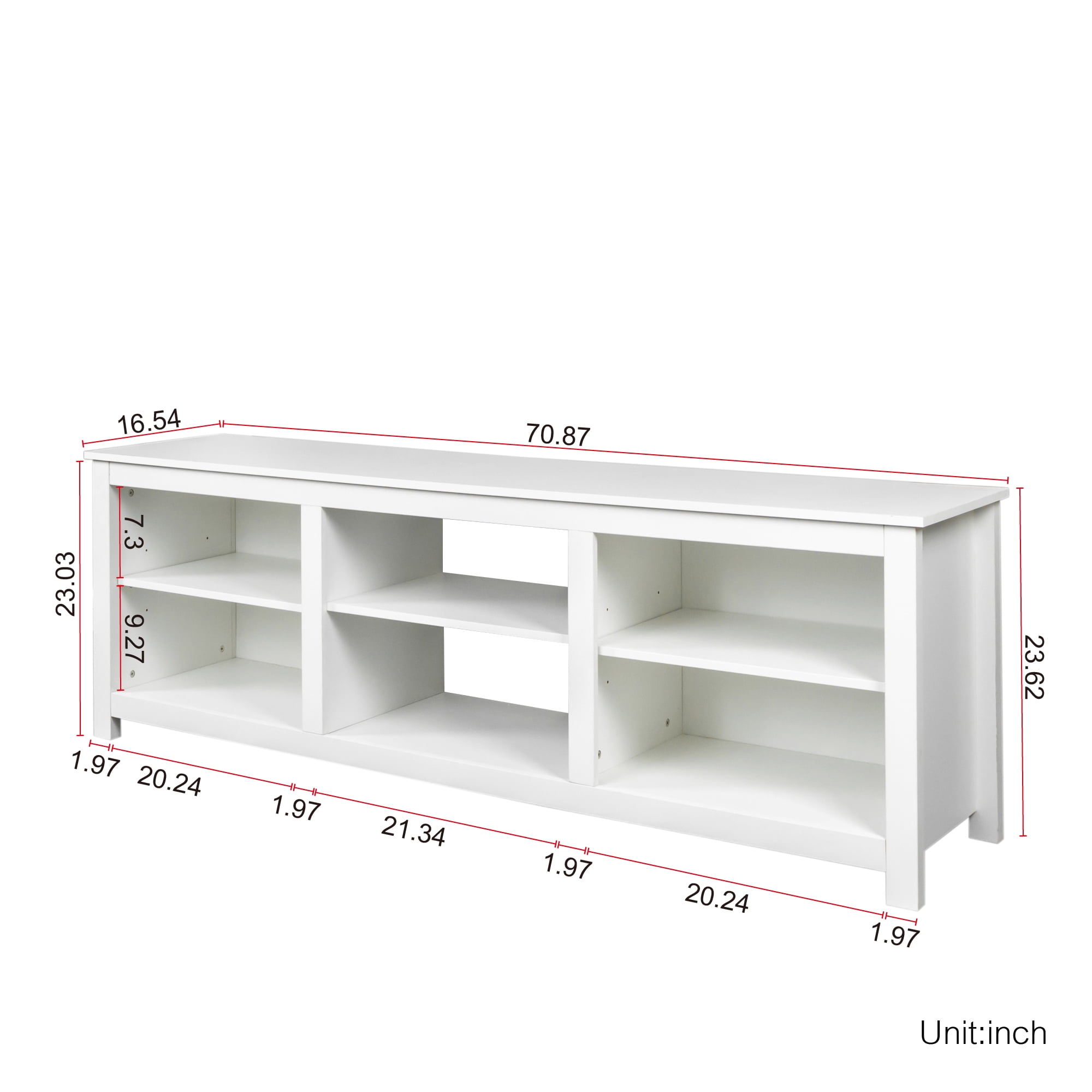 Kadyn Living room TV Stand Furniture, TV Cabinet Stand with 6 storage compartments and 1 shelf cabinet, Large TV Cabinet for for tvs up to 70'', White