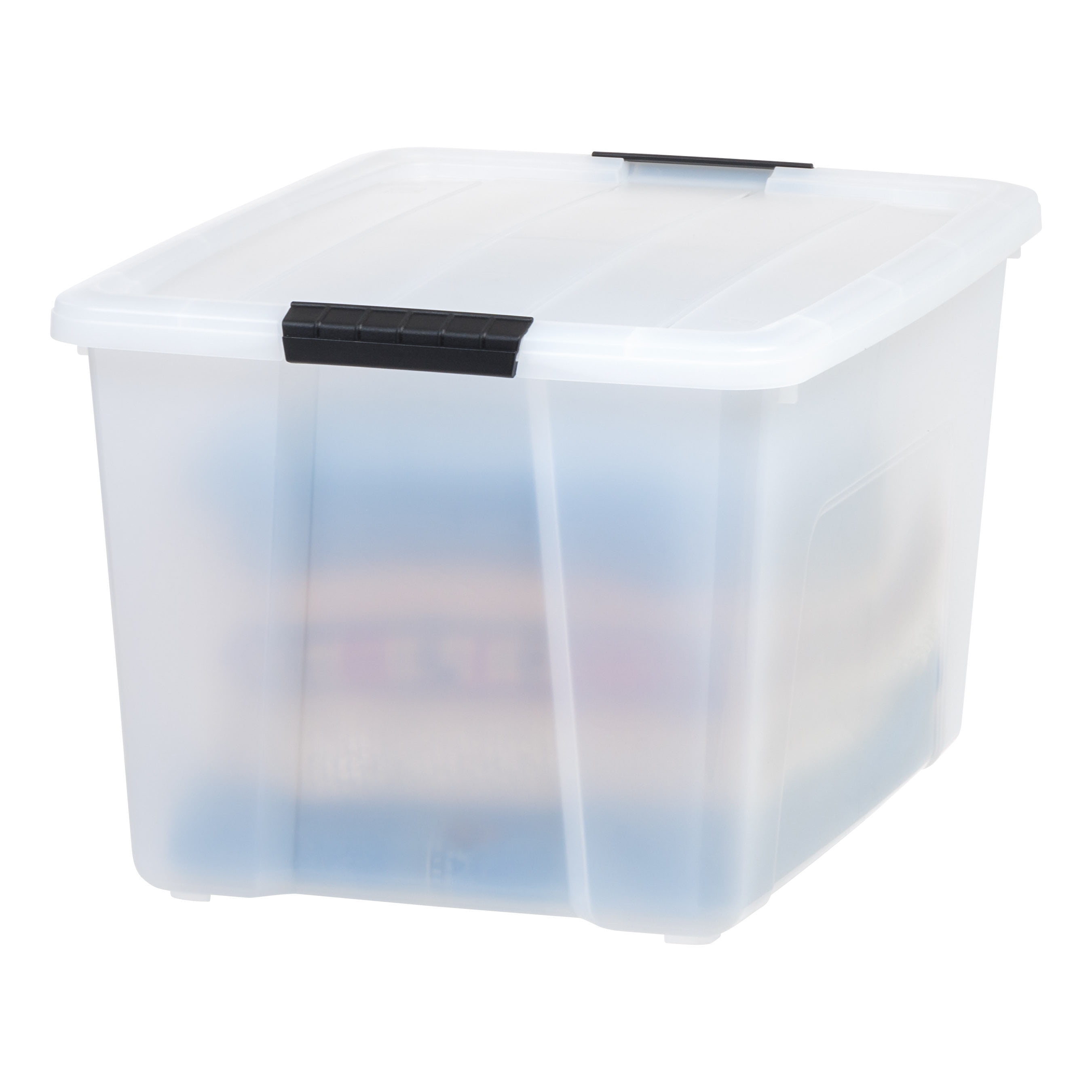 IRIS 60 qt. Clear Plastic Storage Boxes with Blue Lid 500197 - The Home  Depot