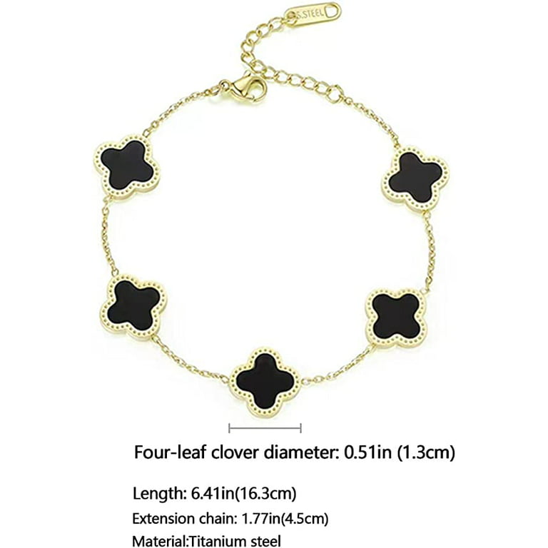 Black Clover Necklace Gold-colored Chain Stainless Steel Woman -  Norway